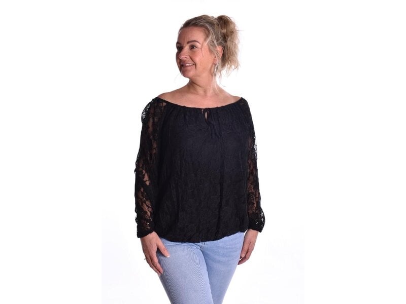 Kanten top Mia - Zwart