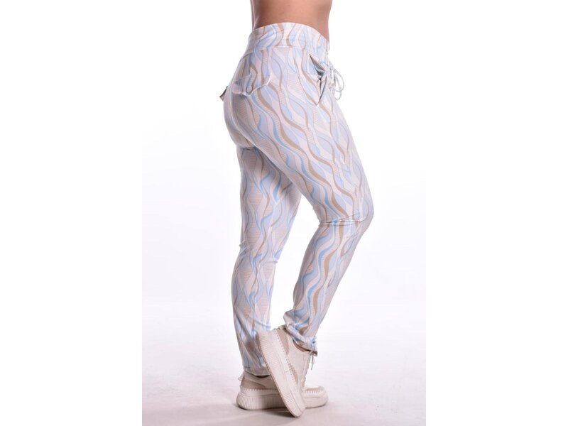 Luxe Travelstof Broek Pam - Lichtblauw