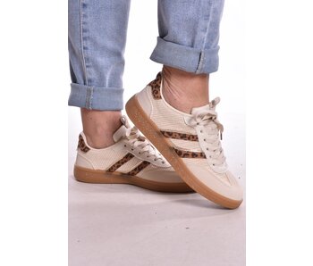 Sneaker Sam - Beige met Leopard