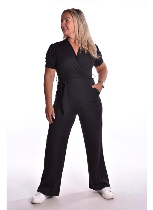 Luxe travelstof Jumpsuit - Zwart
