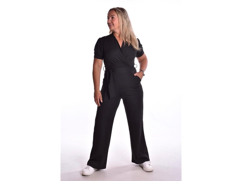Luxe travelstof Jumpsuit - Zwart