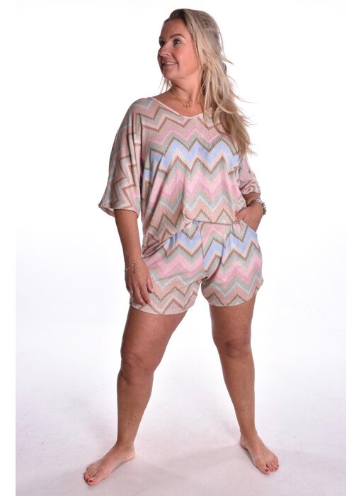 2 piece Zigzag Set - Beige/Pastelroze