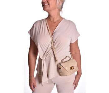 Suède tasje van echt leer - Beige