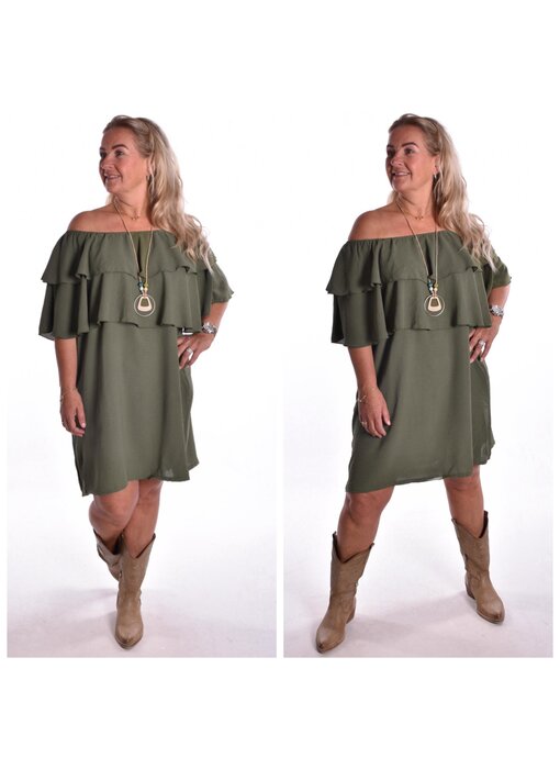 Jurk met ketting - Legergroen