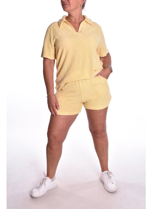 2 delige Luxe Badstof Set - Zacht Geel