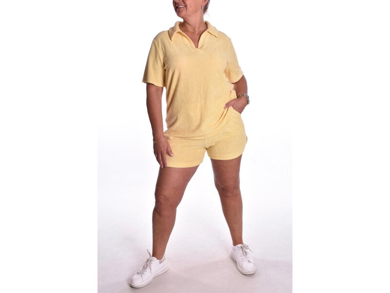 2 delige Luxe Badstof Set - Zacht Geel