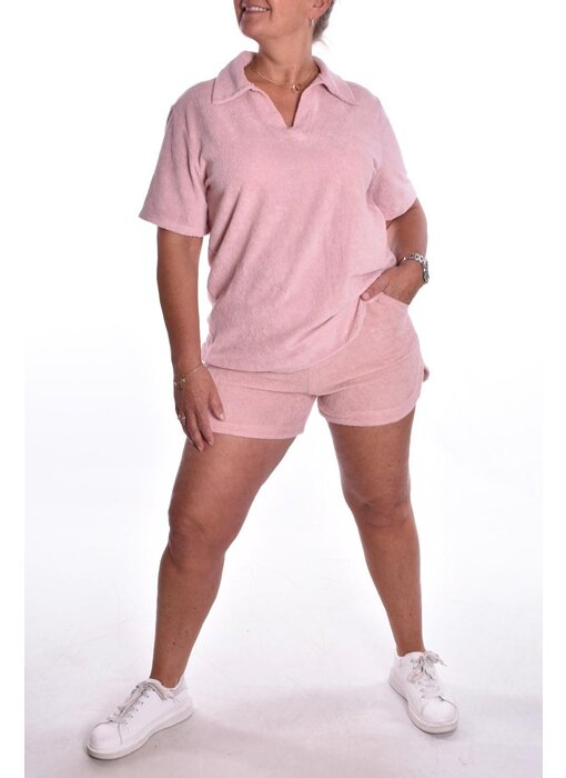 2 delige Luxe Badstof Set - Licht oud roze