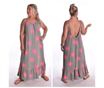 Jurk La Playa - Legergroen met print