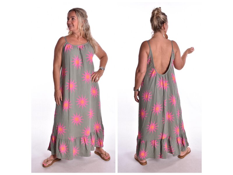 Jurk La Playa - Legergroen met print