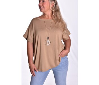 Top Linda met Ketting - Licht Camel