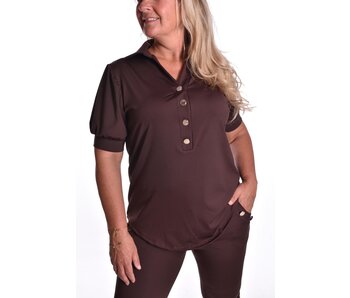 Luxe Travel top Button - Choco