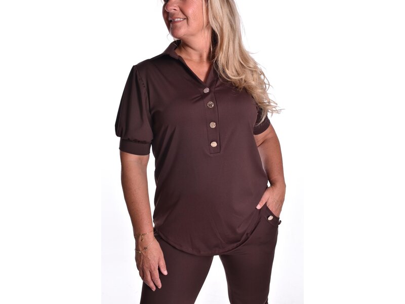 Luxe Travel top Button - Choco