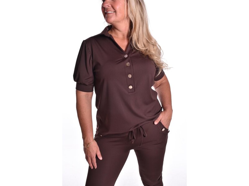 Luxe Travel top Button - Choco