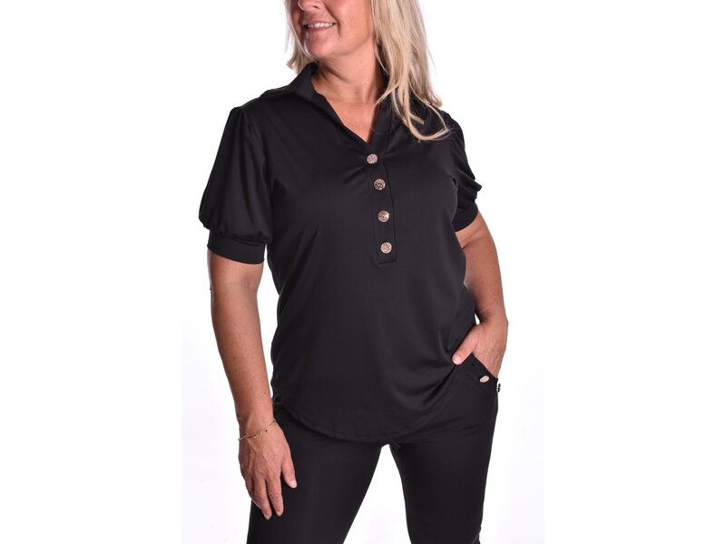 Luxe Travel top Button - Zwart