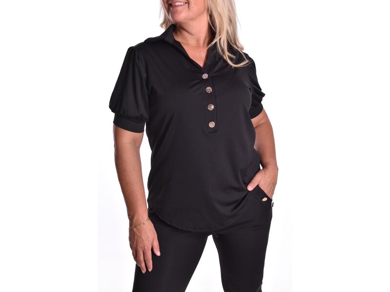 Luxe Travel top Button - Zwart