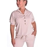 Luxe Travel top Button - Beige