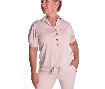 Luxe Travel top Button - Beige