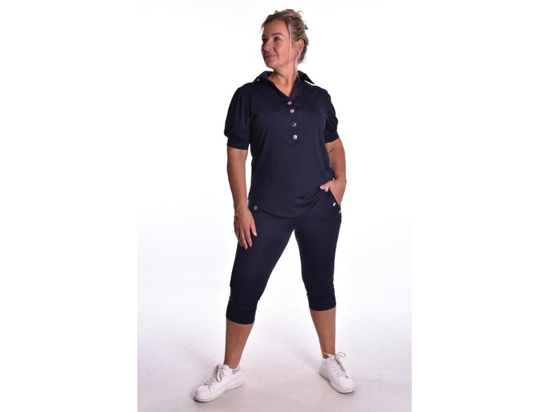 Luxe Travel Capribroek Button - Donkerblauw