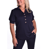 Luxe Travel top Button - Donkerblauw
