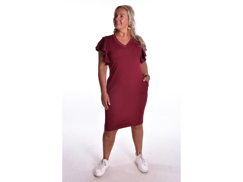 Travelstof Jurk Esmée - Wijnrood