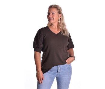 Top Macy Kanten Mouw - Choco