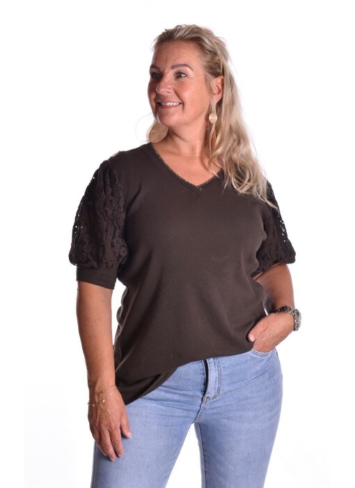 Top Macy Kanten Mouw - Choco