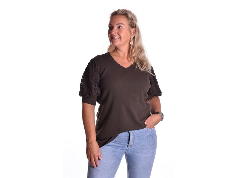 Top Macy Kanten Mouw - Choco