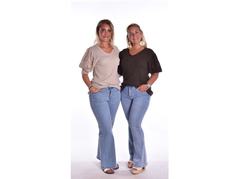 Top Macy Kanten Mouw - Choco