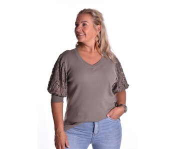Top Macy Kanten Mouw - Taupe