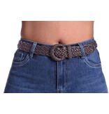 Gevlochten stretch riem - Metallic Choco