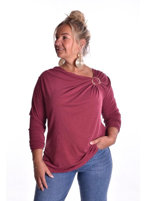 Top Gesp Lange Mouw - Bordeaux