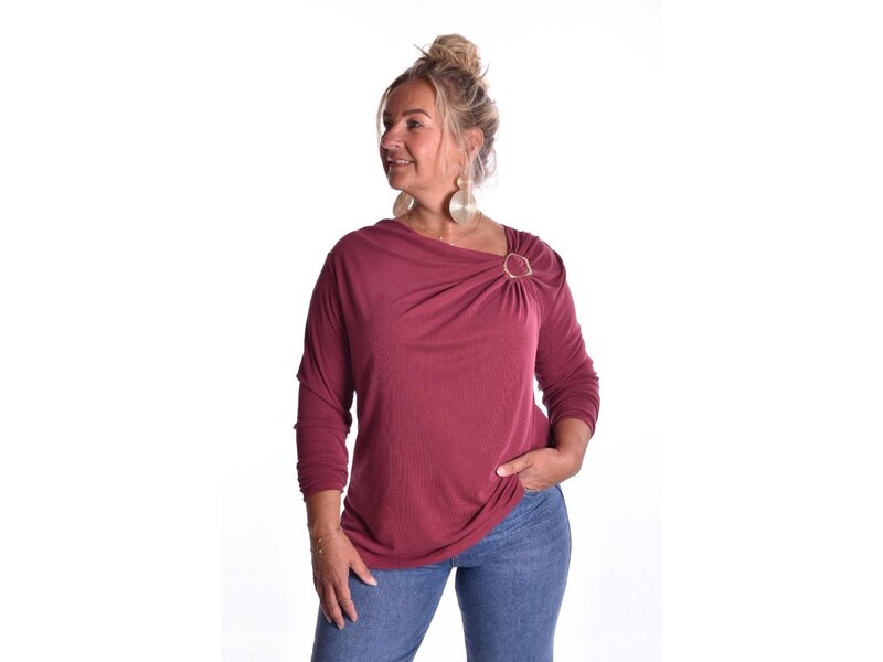 Top Gesp Lange Mouw - Bordeaux