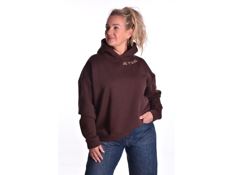 Sweater Je t'aime van Mooij - Choco