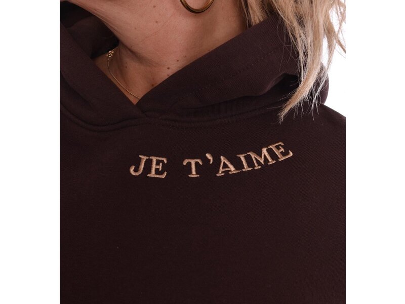 Sweater Je t'aime van Mooij - Choco