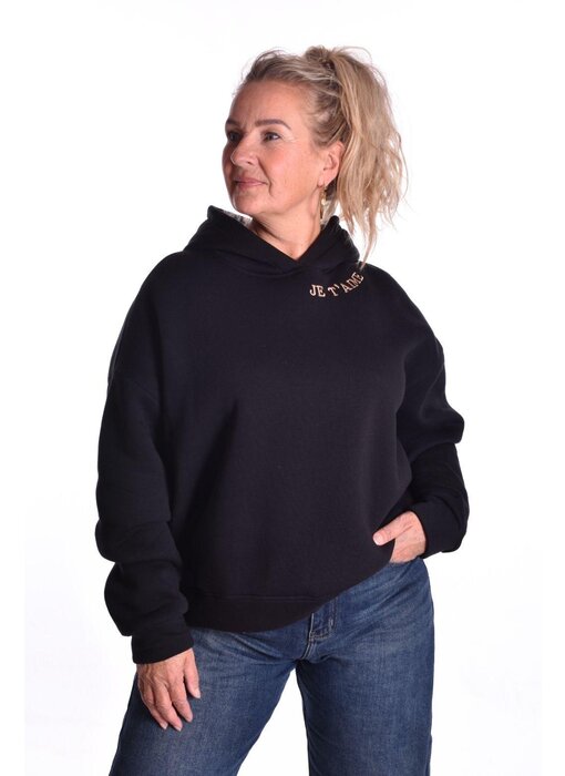 Sweater Je t'aime van Mooij - Zwart