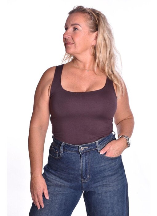 Viscose Topje Abbey - Choco