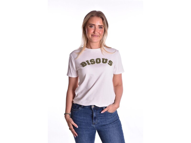 T-shirt Bisous - Roomwit + Legergroen