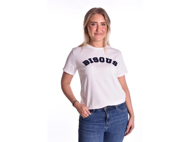 T-shirt Bisous - Roomwit + Donkerblauw