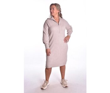 Gebreide Jurk Zip - Beige