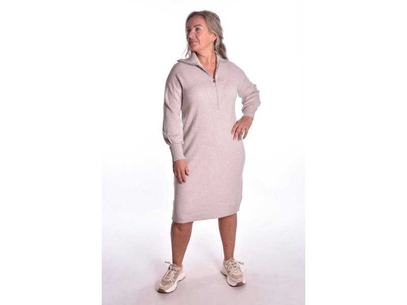 Gebreide Jurk Zip - Beige