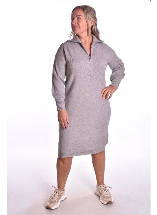 Gebreide Jurk Zip - Taupe