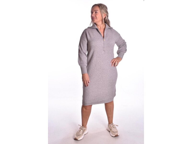 Gebreide Jurk Zip - Taupe