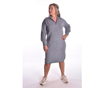 Gebreide Jurk Zip - Grijs