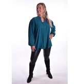 Top V-hals Glitter - Petrol