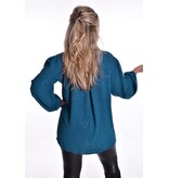 Top V-hals Glitter - Petrol