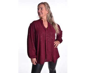 Top V-hals Glitter - Bordeaux