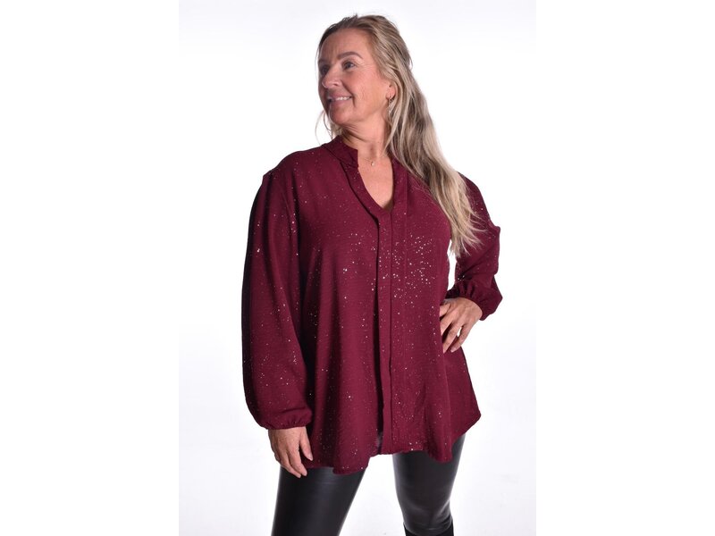 Top V-hals Glitter - Bordeaux