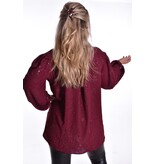 Top V-hals Glitter - Bordeaux