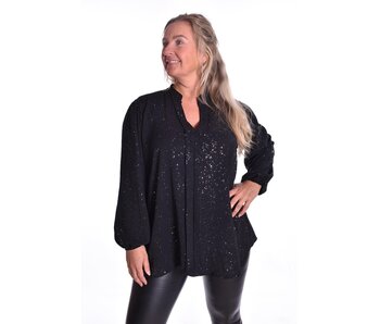 Top V-hals Glitter - Zwart