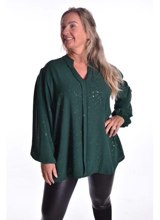 Top V-hals Glitter - Groen